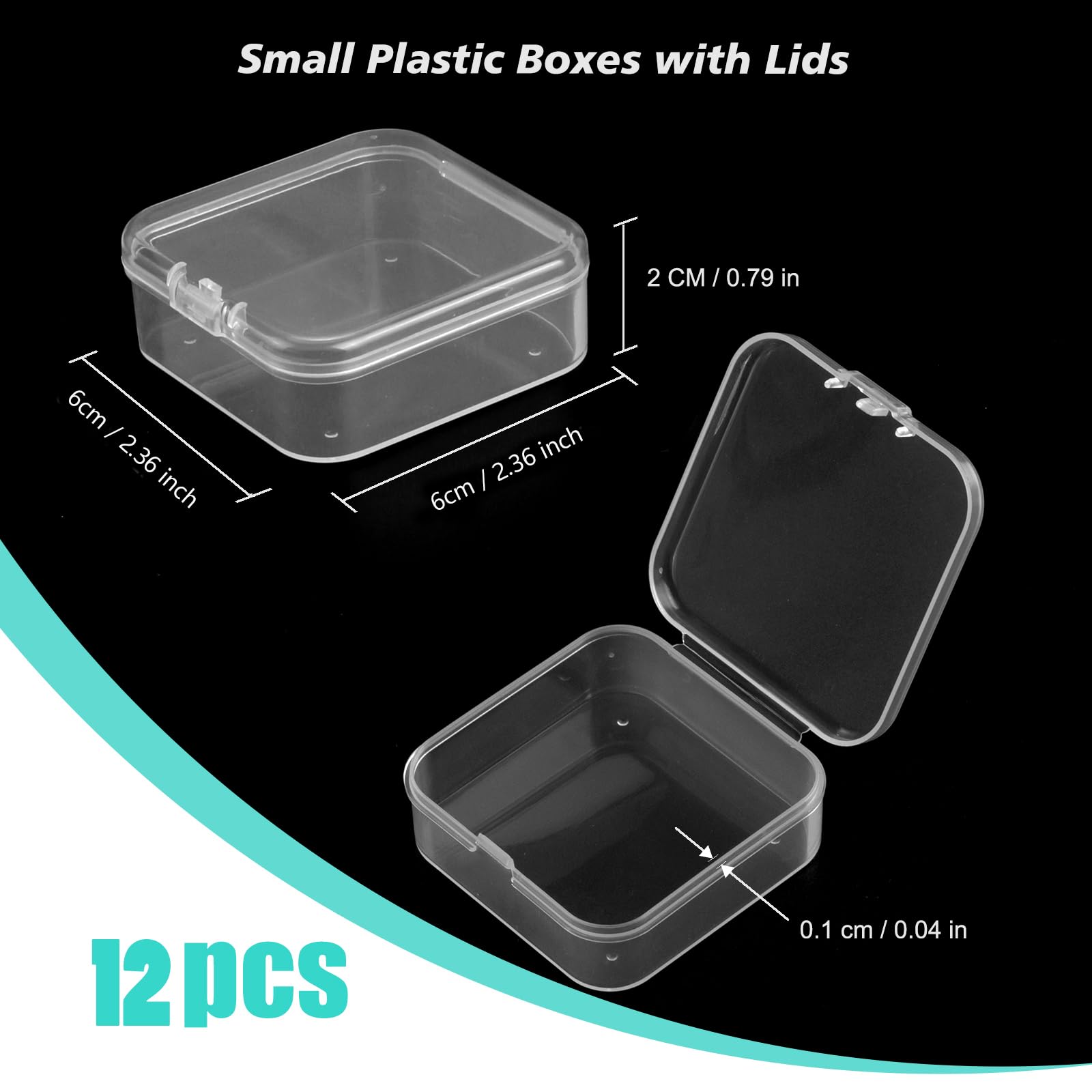 SUPERFINDINGS 4 Scatole Portaoggetti In Plastica Trasparente Con Coperchio - 12,5x8,5x4,5 Cm - Per Perline, Gioielli, Piccoli Accessori - 3
