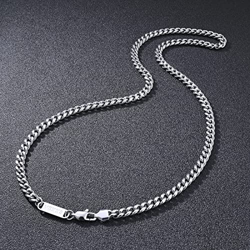 Vexxs Men's Gold Chain，18K Real Gold Plated Cuban Link Chain, 3Mm 4Mm 6Mm Men’s Necklace Durable No Color Fading (18 Inches, 6Mm-White Gold) #TOP4