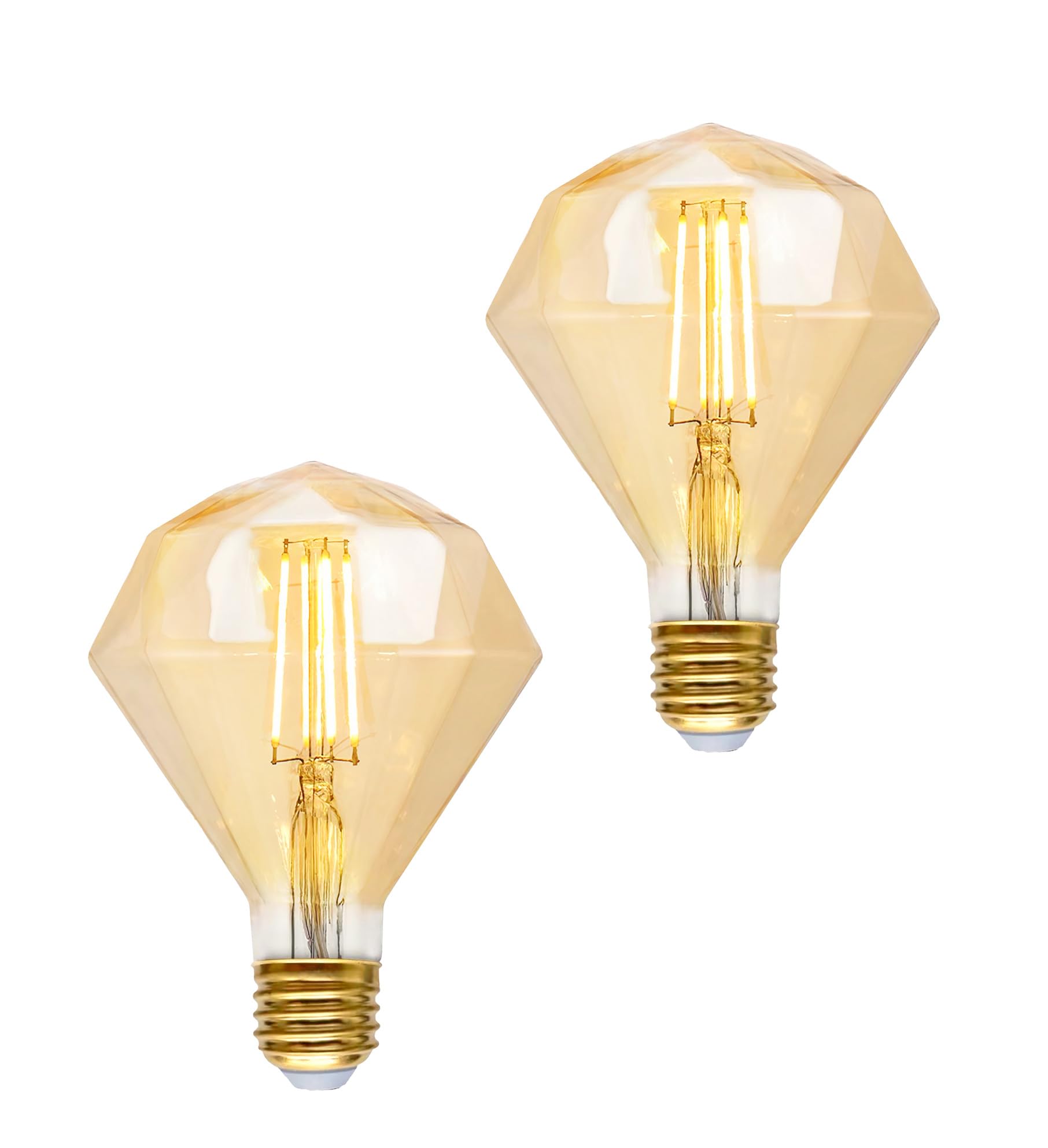 SD LUX LED Bulbs Vintage LED Light Bulbs 5W 500lm Globe ES E27 Dimmable Filament Retro Edison Bulbs Decorative Bulb Warm White 2700k, G125 Diamond, Amber, 2pc (110PJZ-Amber, 2)