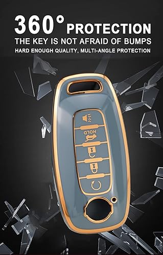 Miniatura 3 de HIBEYO Funda para llavero inteligente de 5 botones para Nissan Qashqai Altima Teana 2022 2023 para accesorios Nissan Altima, llaveros inteligentes,