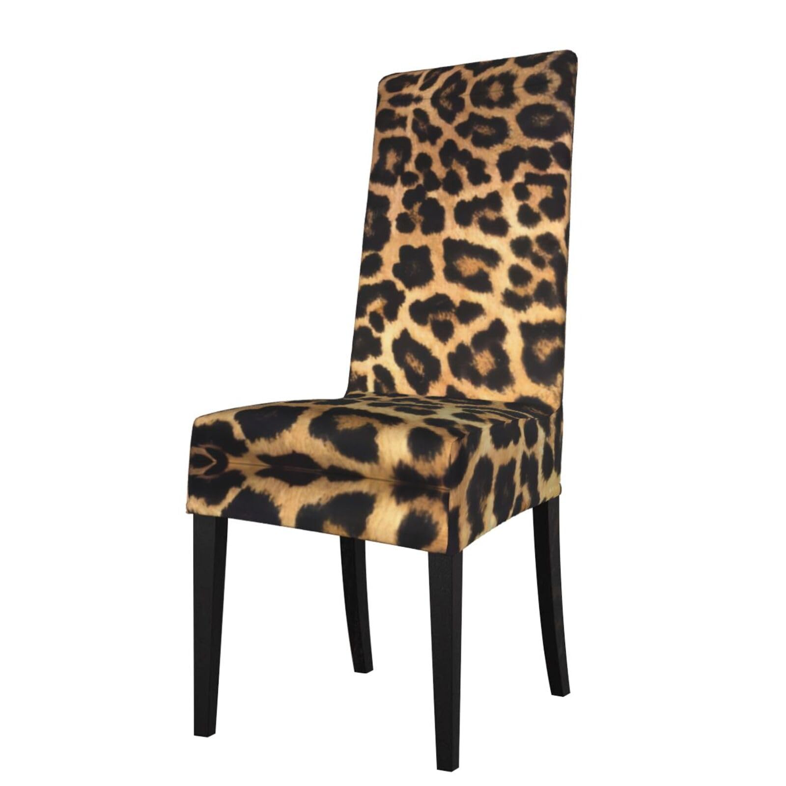 WHJDPP Leopard Print Prints Protection Cover for Dining Chair - Stretchy Seat Throw Covers, Wrinkle-Free & Easy Care for Hotel, Wedding & Home Dining Chairs