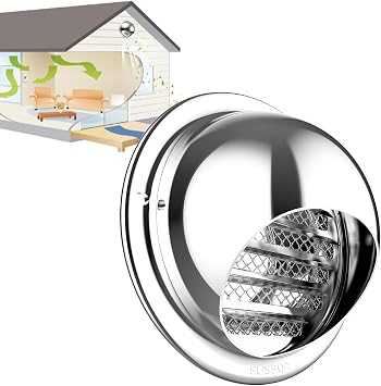 Ventilation Outlet, Round Grille Ventilation Cover, Air Vent Exterior Wall Ventilation, Exhaust/rain/insectProtection, with Mesh Extractor External for Kitchen Bedroom Bathroom Office80mm