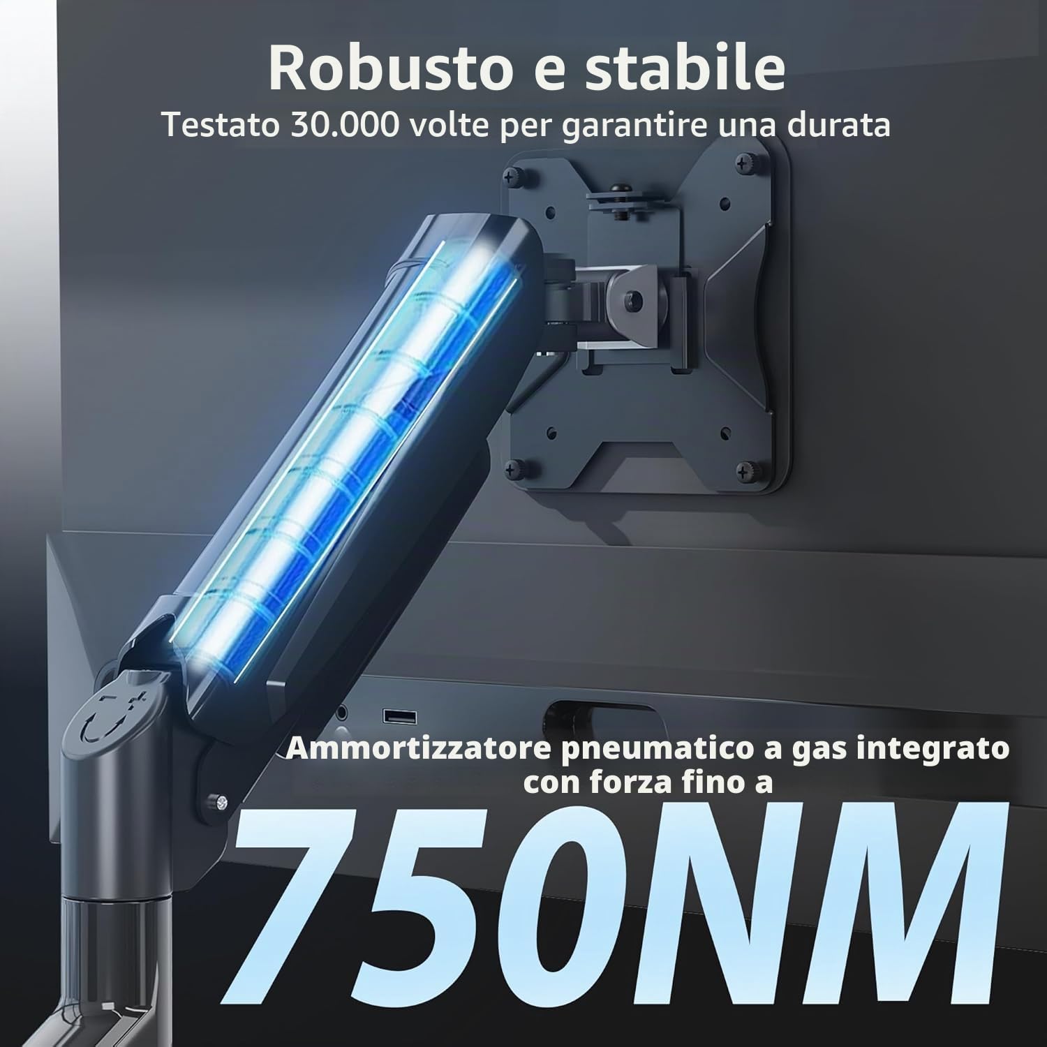 BONTEC Supporto Monitor Braccio Regolabile da 13" a 32", VESA 75/100 mm, Carico 9 kg, Rotazione 360°