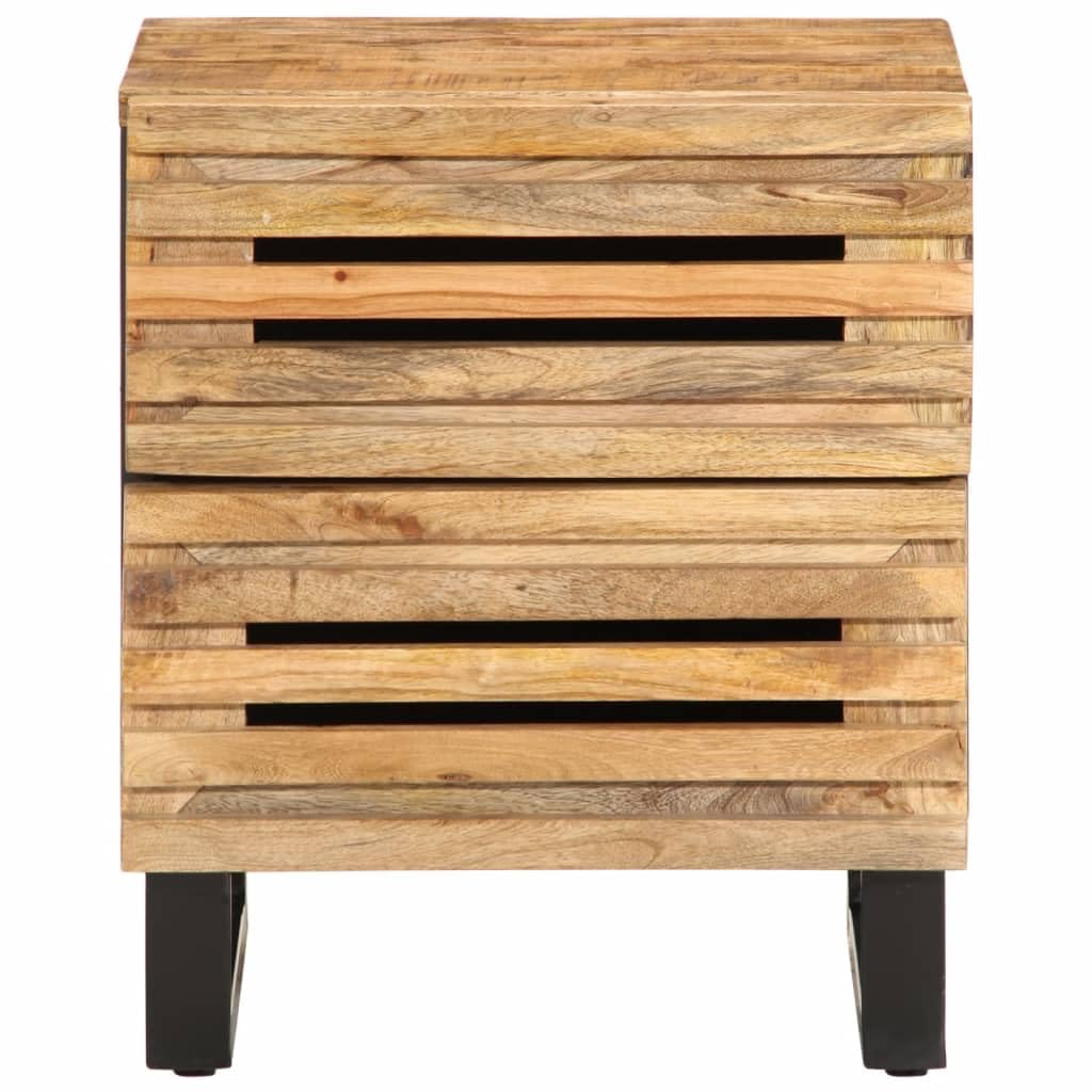 Homgoday Mesita de noche, mesilla de noche, mesita auxiliar, mesa auxiliar, mesa de sofá, consola de noche, con 2 cajones, para cama y dormitorio, 40 x 33 x 46 cm, madera de mango rugosa