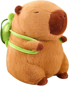 AYNKH Capybara Plush Toy, 23cm Realistic Soft Capybara Stuffed Animal Doll Carrying Turtle, Cute Plushie Pillow Gift for Friends Family