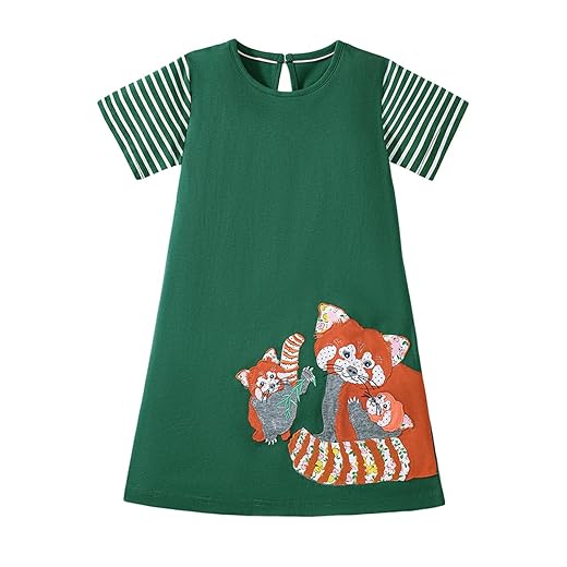 Vestido infantil casual de verão para meninas de 2 a 8 anos, lindo vestido evasê para escola em casa