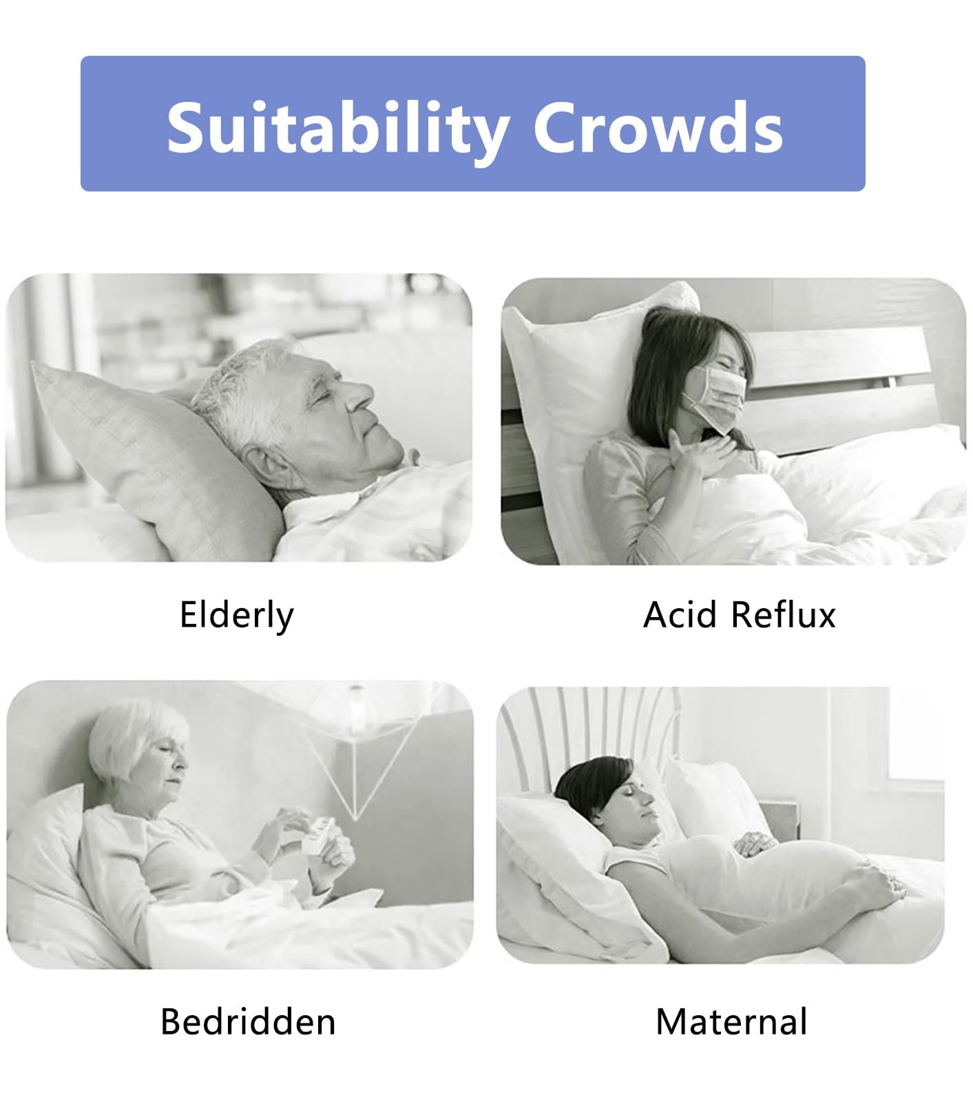 Almohada de cuña de espuma viscoelástica de grado médico para úlceras de cama, reflujo ácido, acidez estomacal y ERGE cojín triangular para pacientes postrados en cama, almohada triangular azul para