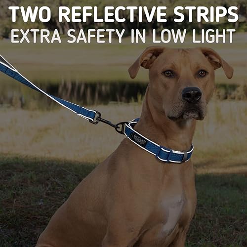 Miniatura 5 de Leashboss - Collar Martingale reflectante y correa de 6 pies con asa acolchada cuello pequeño de 12 a 15 pulgadas color rojo