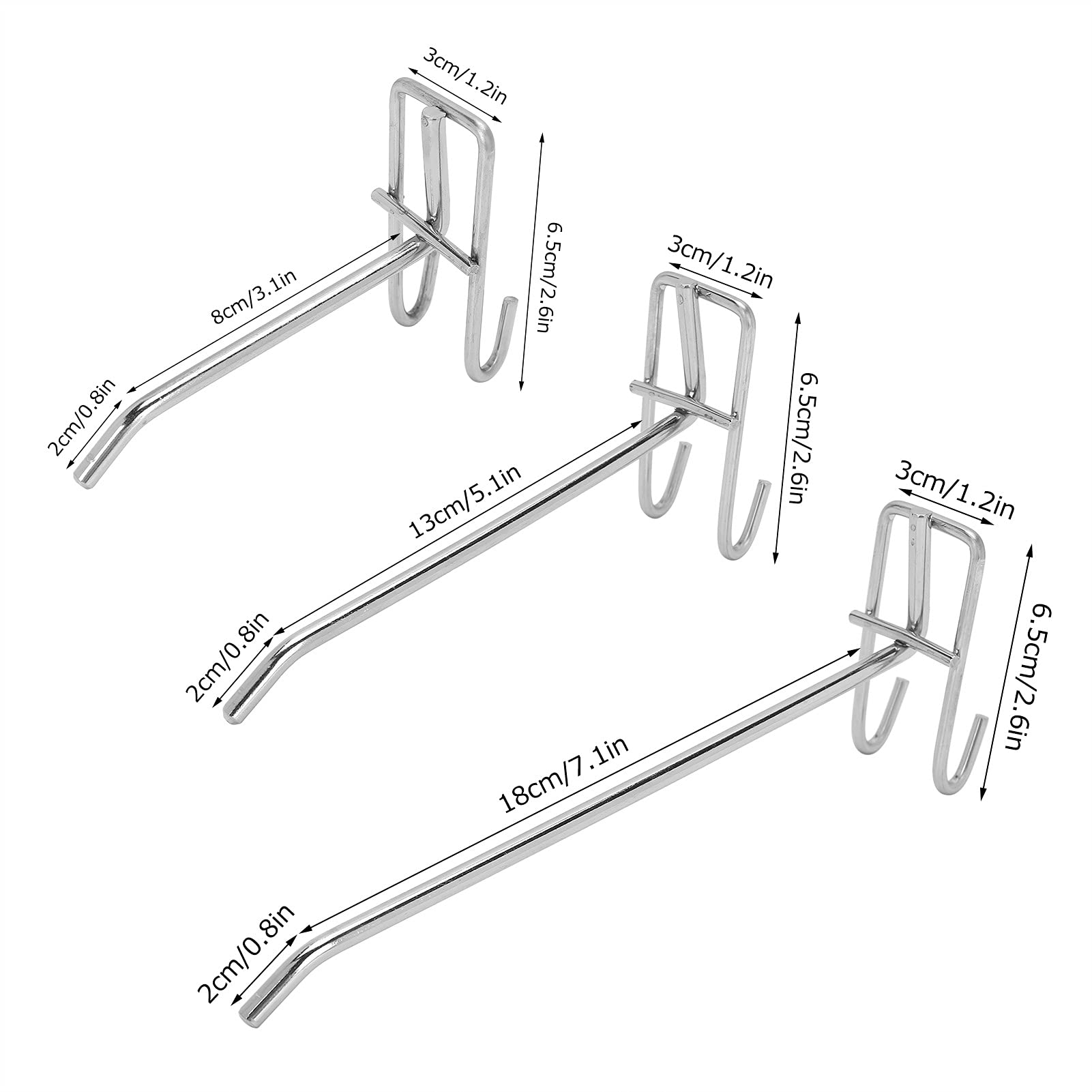 30 Pezzi Ganci per Pannelli Forati, Gancio per Supermercato Heavy Duty Griglia di Ferro, Ganci per Pegboard in Metallo per Esposizione Al Dettaglio Classificazione Degli Utensili(20cm in length)