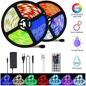 LED Strip 10m,LED Streifen LETION RGB Wasserdicht, Farbwechsel LED Lichterkette mit Fernbedienung, App-steuerung…