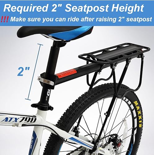 Miniatura 4 de Dirza Portabicicletas trasero portabicicletas de liberación rápida aleación ajustable portabicicletas capacidad 115 libras fácil de instalar negro