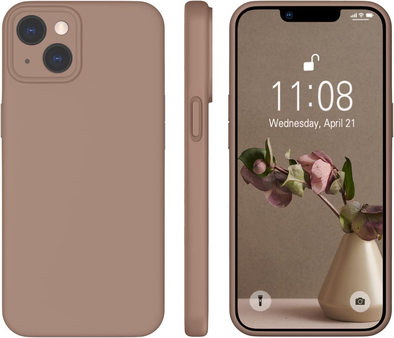 WXX für iPhone 14 Hülle Silikon Case, Handyhülle für iPhone 14 Ultra Dünn mit Microfiber, Flüssig Silikon Gel Gummi Kratzfeste Schutzhülle Matt Hülle für iPhone 14 6.1'' Braun