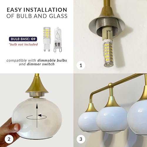 Miniatura 4 de Neatfi Luces de tocador de baño de 45 pulgadas, aplique de pared con pantallas de vidrio esmerilado para sala de estar, dormitorio, pasillo y