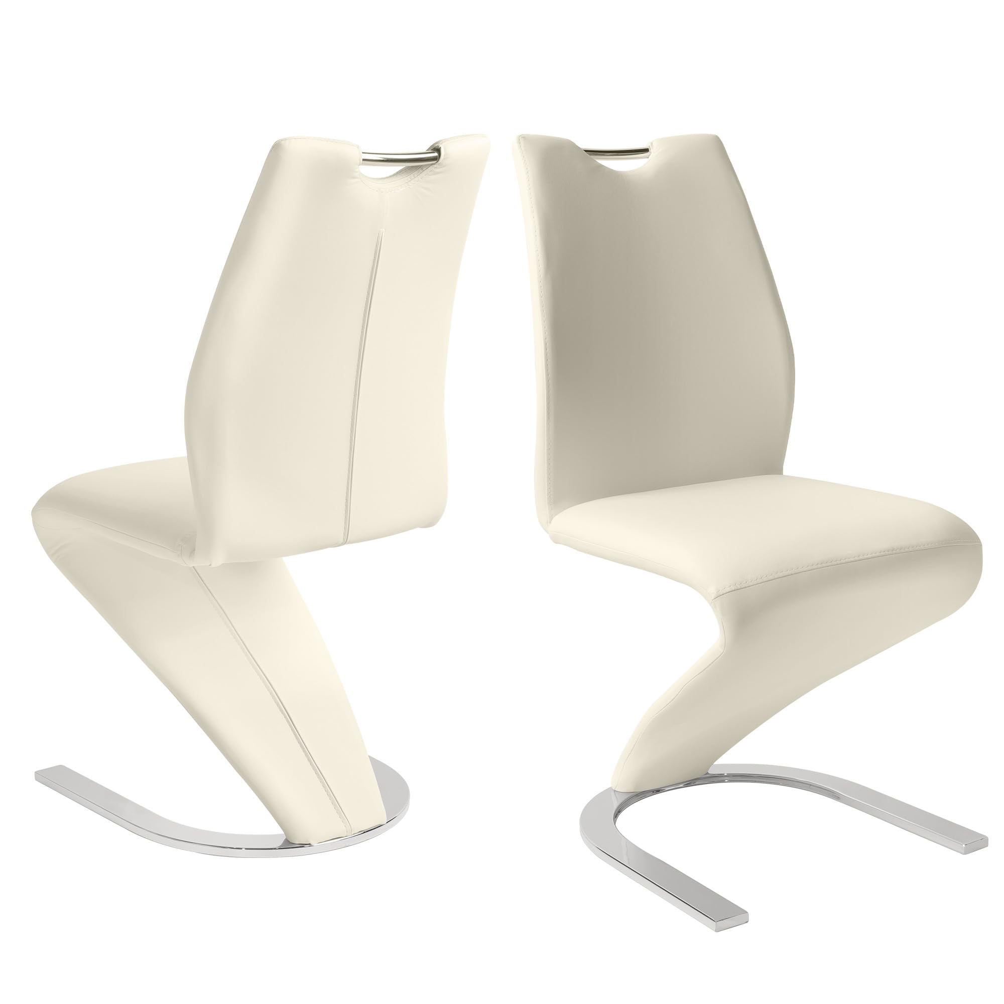 jiexi Mermaid Sedie da pranzo set di 2, moderna cucina Sedie da pranzo Poltrone laterali imbottite senza braccioli in PU cuoio cuscino sedile e robuste gambe in metallo (2-bianco)