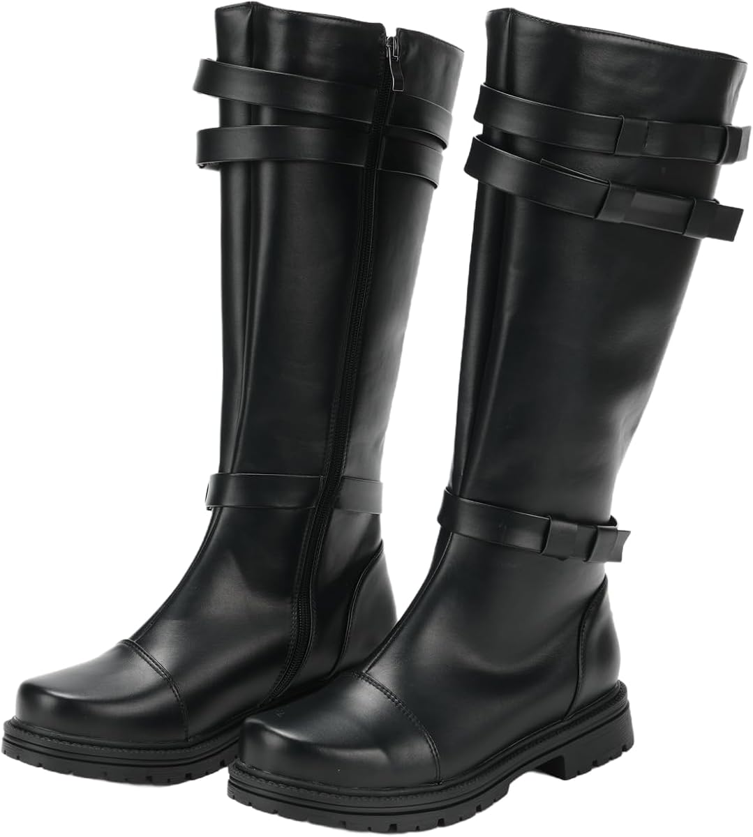 Man Knight Tall Boot Medieval Round Toe Low Heel Zipper Cosplay Shoes