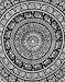 Labhanshi Elephant Mandala Indian Traditional Hippie Cotton Tapestry, Black And White, Twin