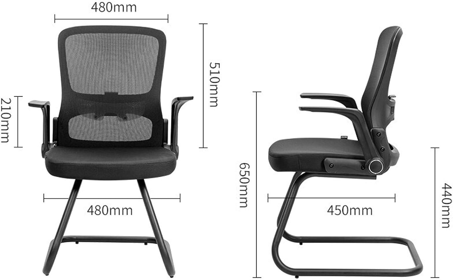Silla De Oficina Ergonómica De Malla Con Respaldo Ajustable Reposabrazos Abatibles Para Oficina 62 X 54 X 94-104 Cm Negro