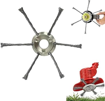 7inch Garden Lawn Mower Head With Knotted Wire,Brush Cutter Head,Grass He-Ad,24.5mm Steel Wire Brush Cutter Attachment,Durable Garden W-Ire Attachment,For Professional Landscaping&Garden Maintenance