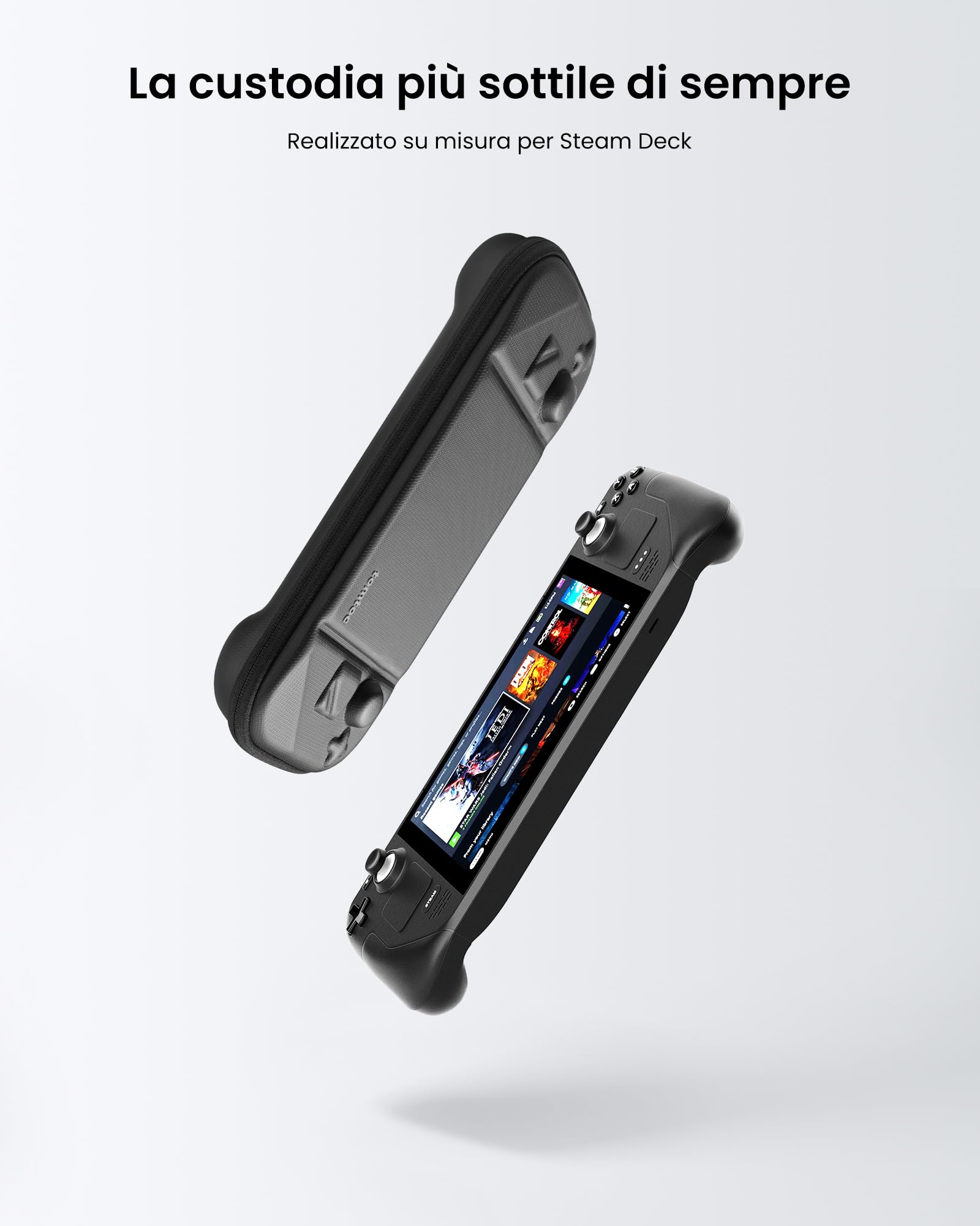 tomtoc Custodia Compatibile con Steam Deck/Steam Deck OLED, Custodia a Guscio Rigido in Filz a Protezione Totale per Console e Accessori Steam Deck, Resistente Agli Urti, per Viaggi o Regali Natale