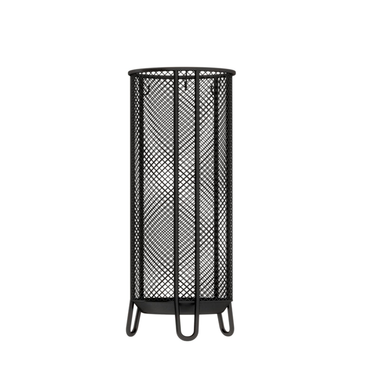Nowoczesny metalowy okrągły stojak na parasole, dekoracyjny wolnostojący stojak na parasole do wejścia, elegancki stojak na parasole do wewnątrz (czarny, 20 x 50 cm/7,9 x 19,7 cala)