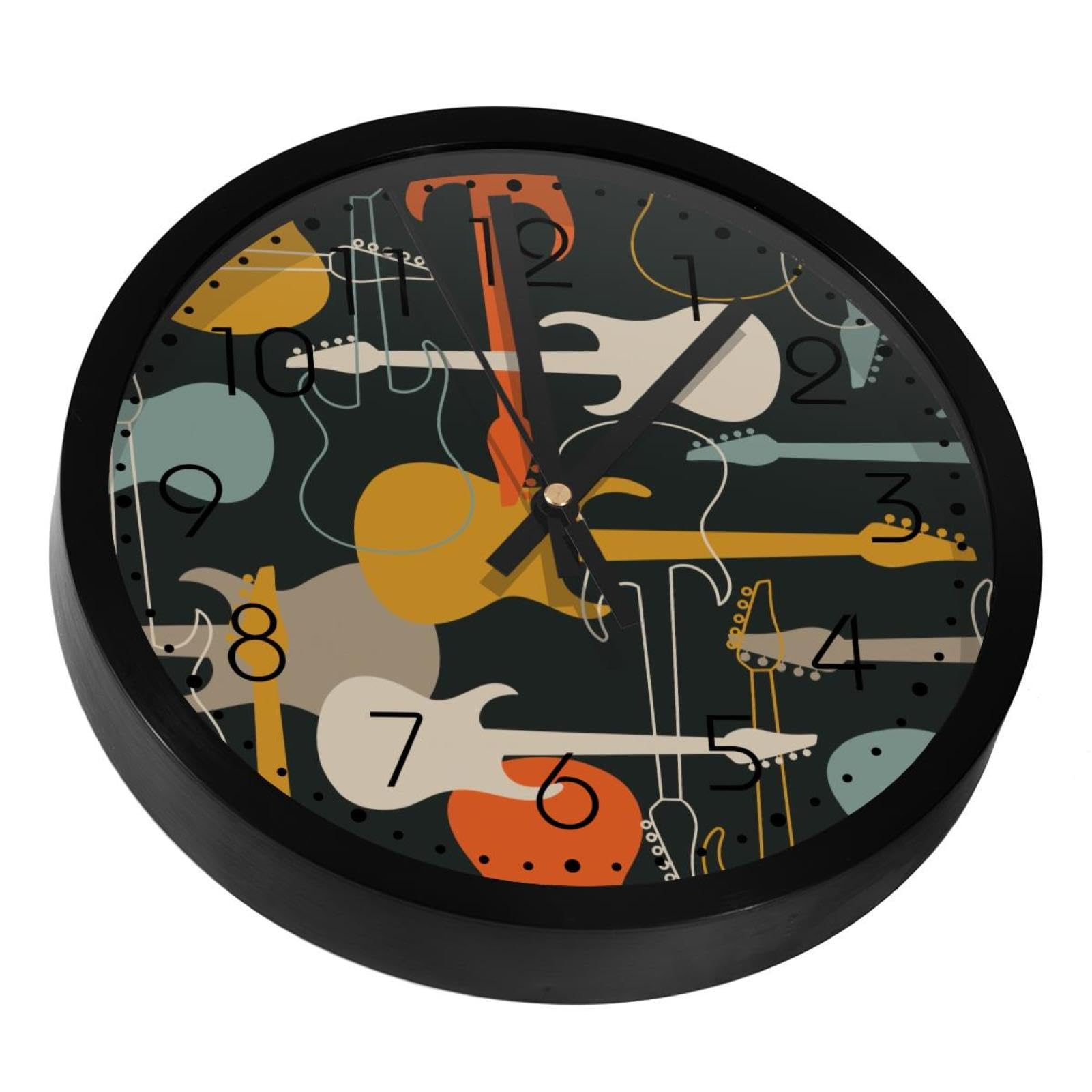Horloge de cuisine guitare silencieuse à piles pour une décoration intérieure rythmée