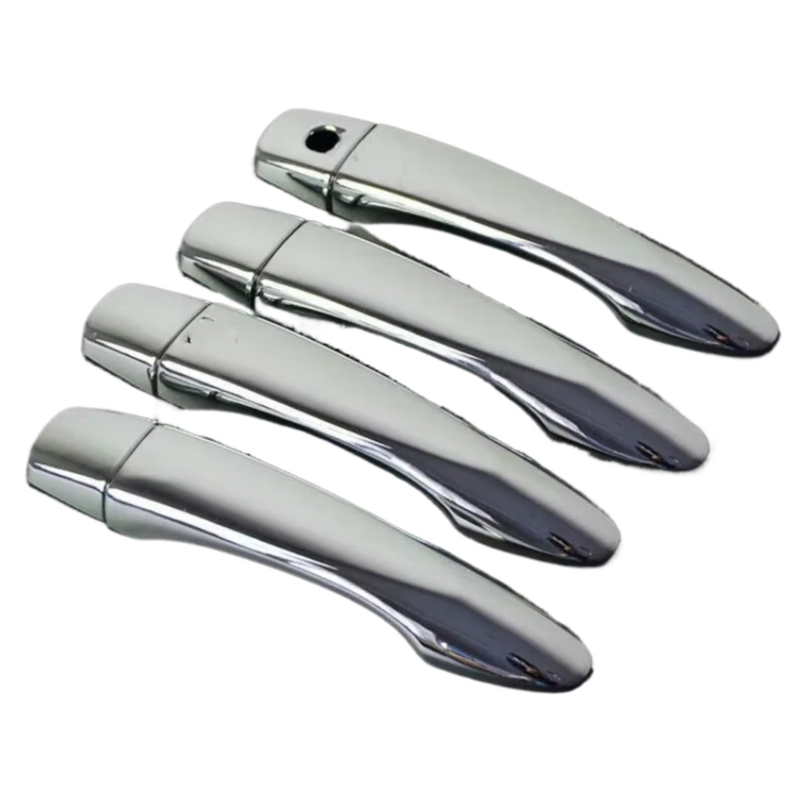 WOLIIEXZ Exterior Door Handle Cap Compatible with Nissan for Pulsar C13 2015 2016 2017 2018 2019 ABS Carbon Fiber Chrome Catch Exterior Door Handle Housing(Silver no Button)
