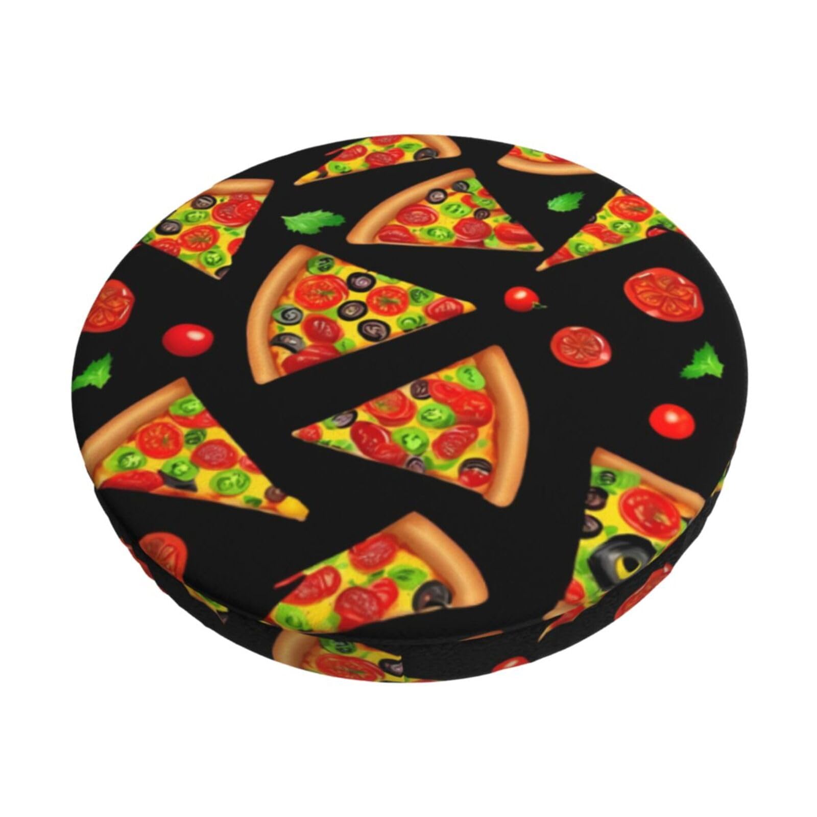 PUYhgb Tasty Pizza Print Round Bar Chair Cushion Cover, Home Decorative Seat Cover For Home Kitchen Dining