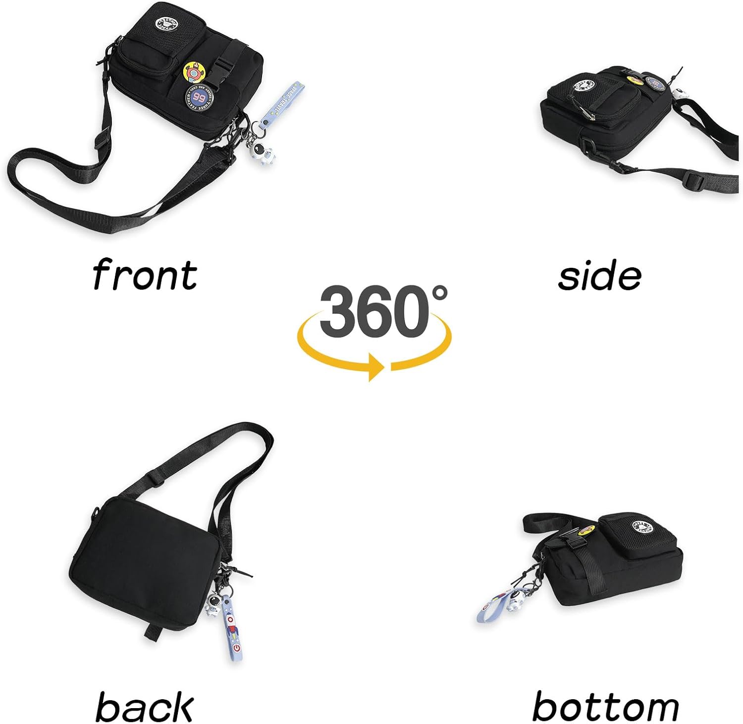 Teclado Fashion Small Crossbody Bag with Cute Accessories Mini Casual Shoulder Bag with Pendants Purse Travel Daypacks
