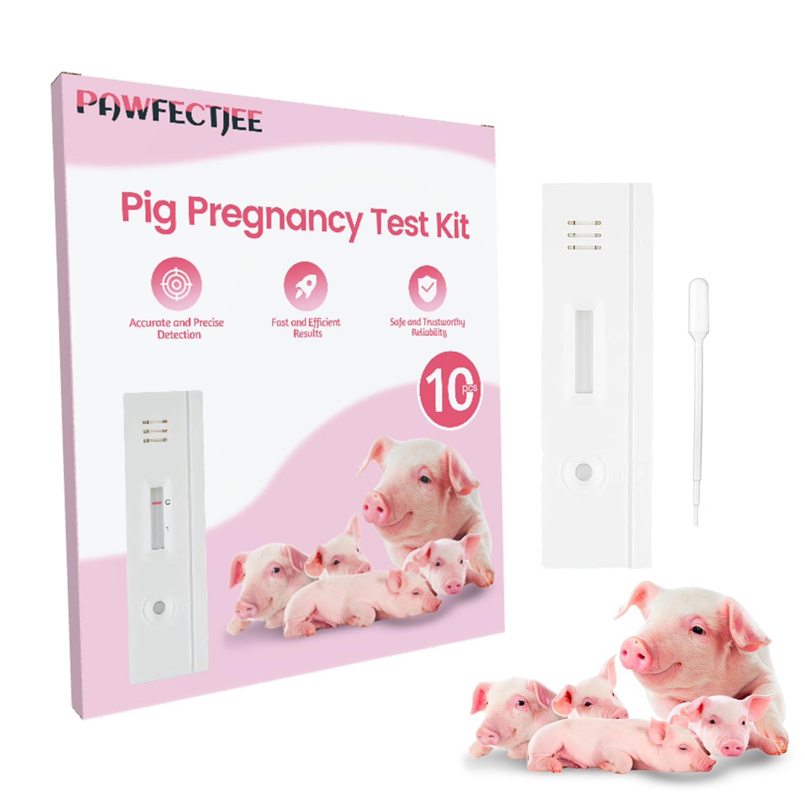 PAWFECTJEE 10-Pack Pig Pregnancy Tester Strips - Accurate & Easy-to-Use Tool for Early Diagnosis in Sows - Ideal for Early Detection of Pregnancy