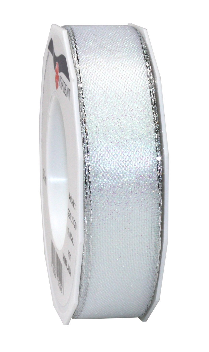 C.E. Pattberg Präsent - Himalaja Metallic look Ribbon white 25 mm width, 20 m length, 25mm - 20m