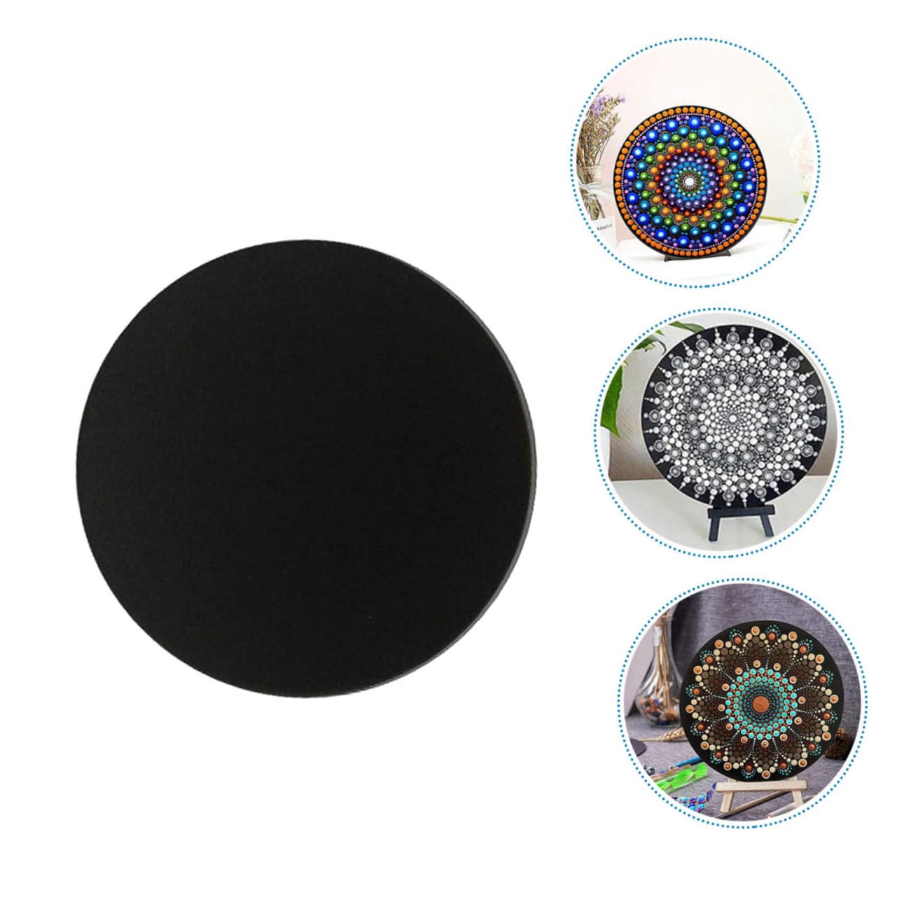 STOBOK 5 Sätze Zeichenkarton Kreisförmig Saugnapfantenne Mandala-punktierwerkzeug Mandala-zeichenblöcke Runden Mesh-trommelfelle Runde Malblöcke Kleine Maltafeln Papier Black 8 Stück * 5