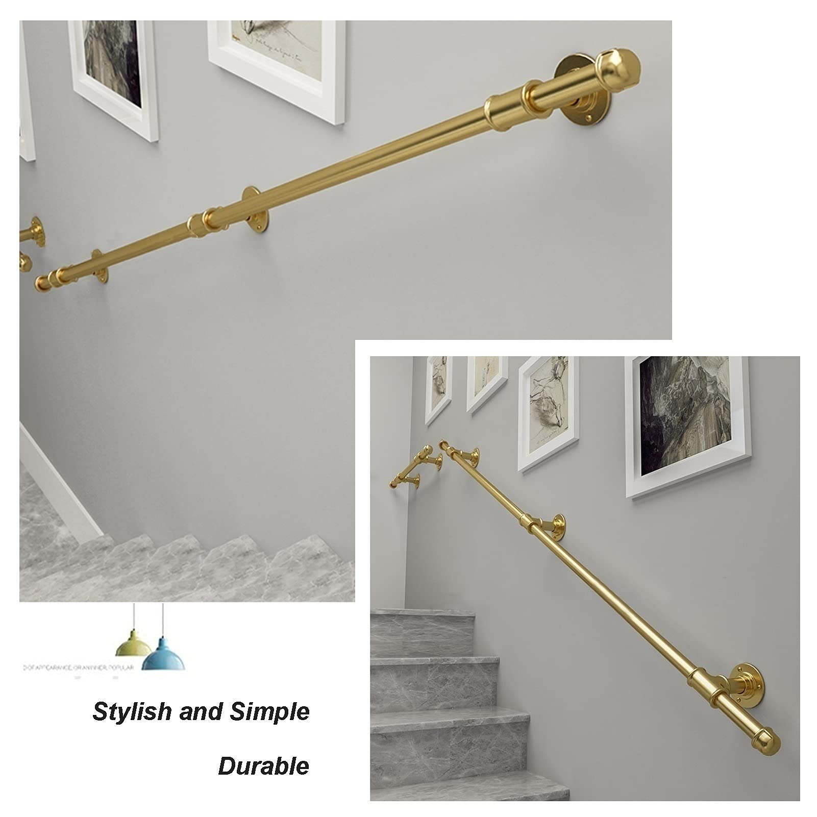 Modern Stair il - Barra de soporte de seguridad para personas mayores y discapacitadas, color dorado (180 cm)