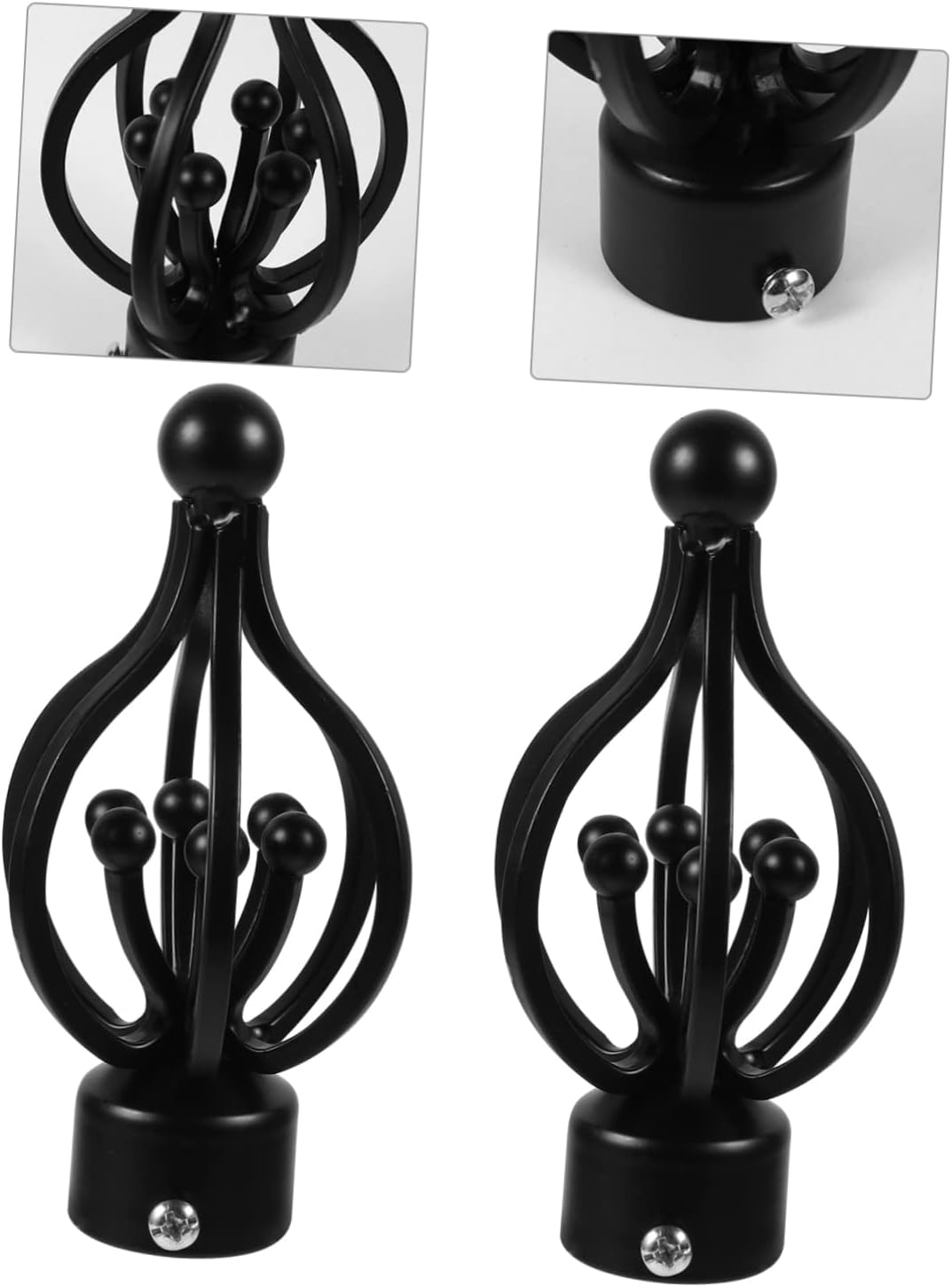 PRETYZOOM 2pcs Elegant Iron Decorative Head Plugs for Double Rods Curtain Pole Home Decor