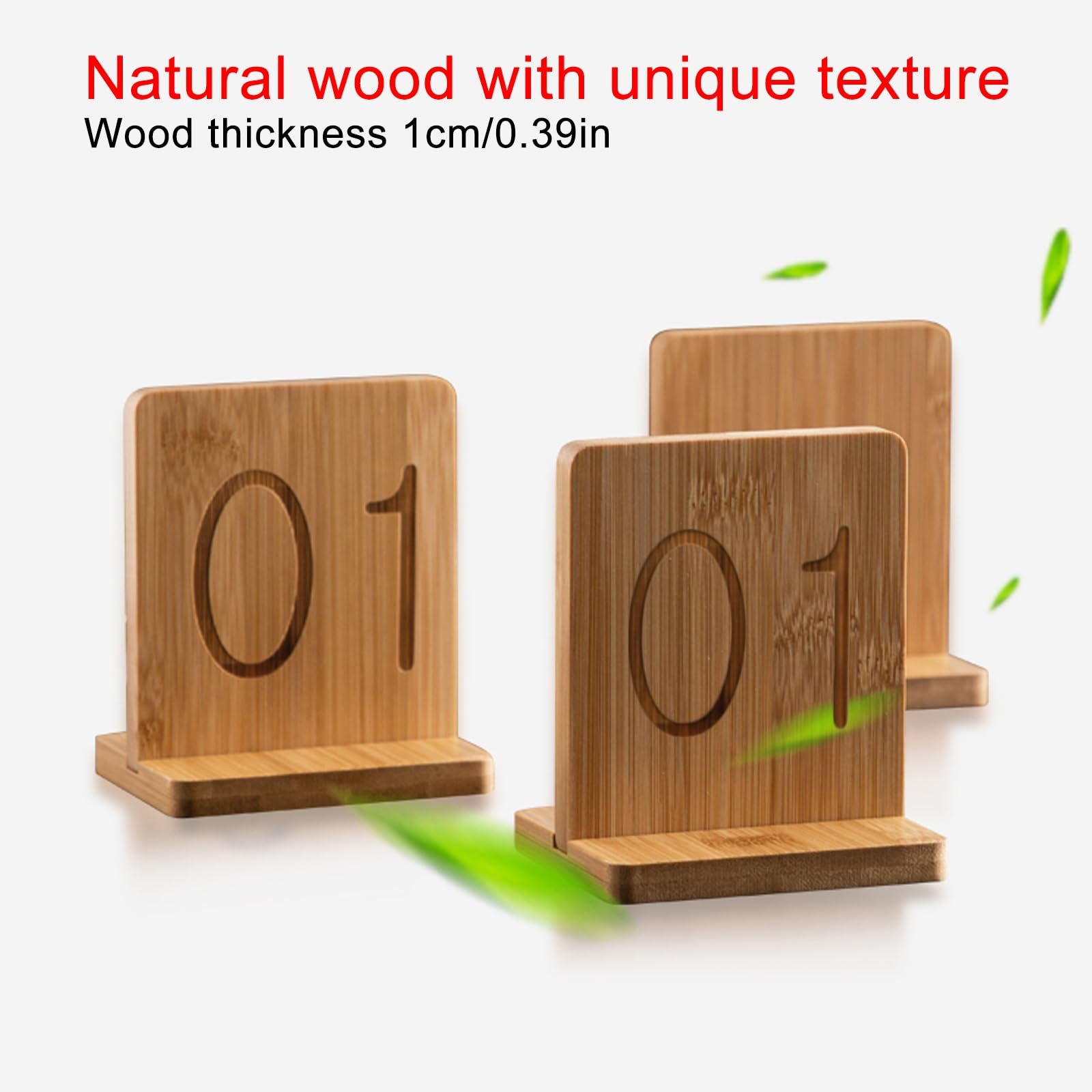 Números de mesa de madera del 1 al 50 para bodas, señalización de doble cara con base para recepción, banquetes, fiestas y cafeterías, tarjetas de centro de mesa