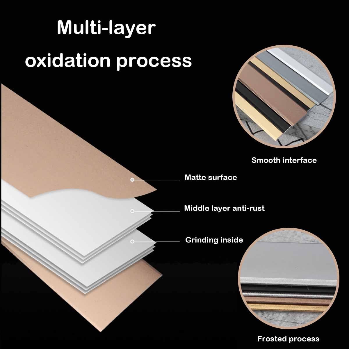 Flacher Bodenübergangsstreifen, Metall-Türstangen for Laminatbodenspalten, Bodenbelagsstreifen, Lückenverbindungsstangen-Schwellenstreifen, flacher Bodentrennstreifen aus Metall for Fliesen und Böden