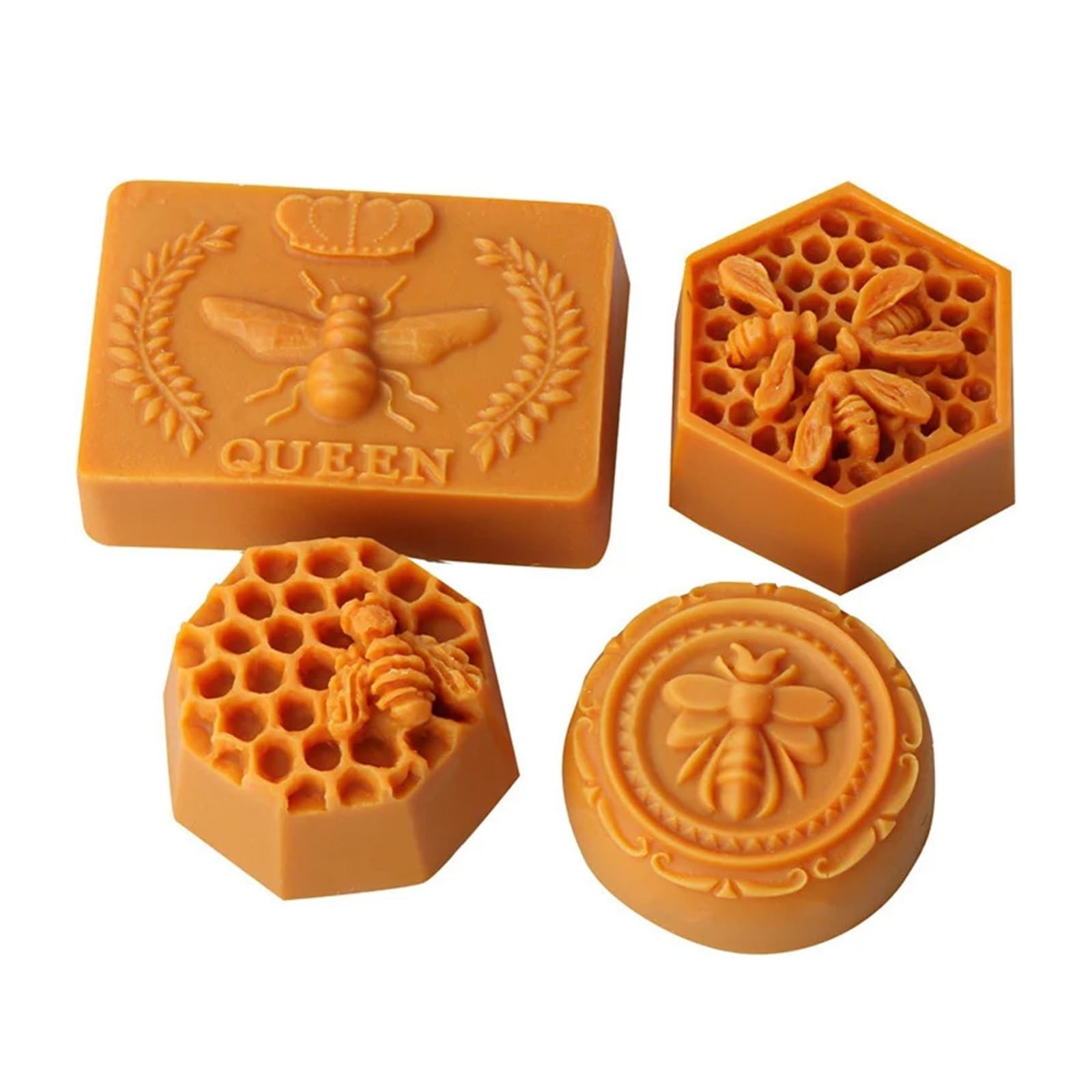 3D Flying Bee Honeycomb Candle Molds Silicone Handcraft DIY Geometric Pillar Hexagon Beehive Soap For Making for Making Soaps Bar(Bee Mold-3 Bees)