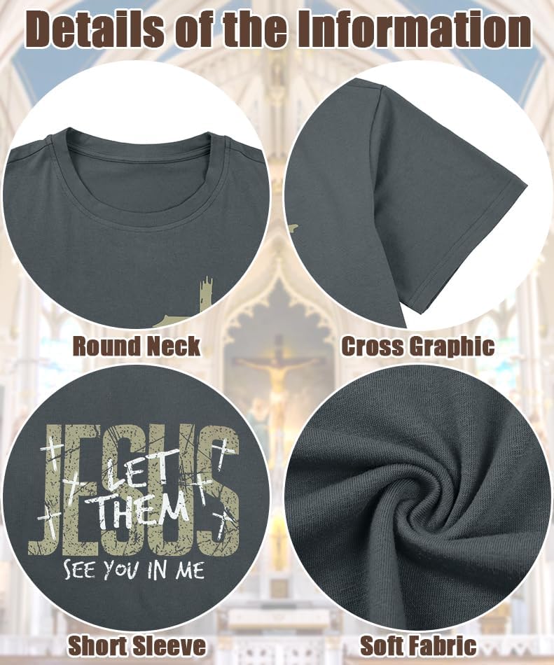 Christian Shirts for Women Oversized God is Good Shirt Jesus Bible Tshirts Religious Crewneck Short Sleeve Top - Image 7