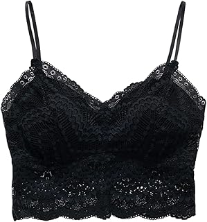 [Ekieta] レースキャミソール ブラトップ レディース Vネック カップ付 ブラキャミ 調節可能なショルダーストラップ 重ね着 インナーウェア 美背中 大人セクシー 可愛い 人気