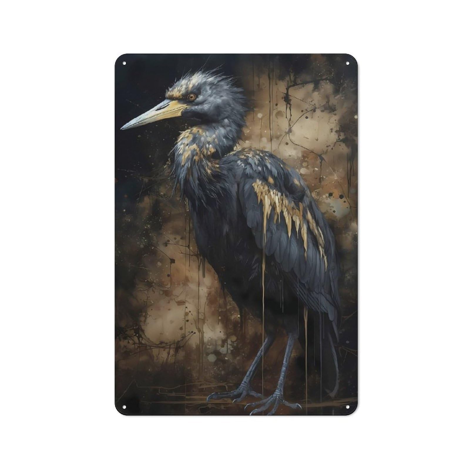 Junmoney Crane Bird Adorable Simple Retro Tin Sign 30X20cm, Office Wall Decor For Hobby Room, Office, Lounge Or Living Room