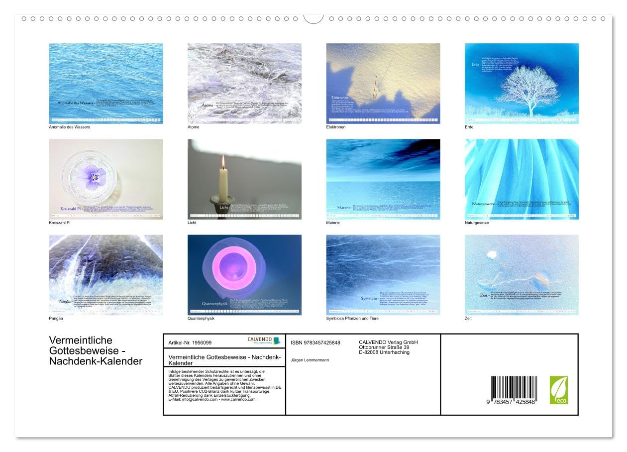 Vermeintliche Gottesbeweise - Nachdenk-Kalender (hochwertiger Premium Wandkalender 2026 DIN A2 quer), Kunstdruck in Hochglanz: Es gibt bisher keine ... werden, sondern nur da. (CALVENDO Glaube)