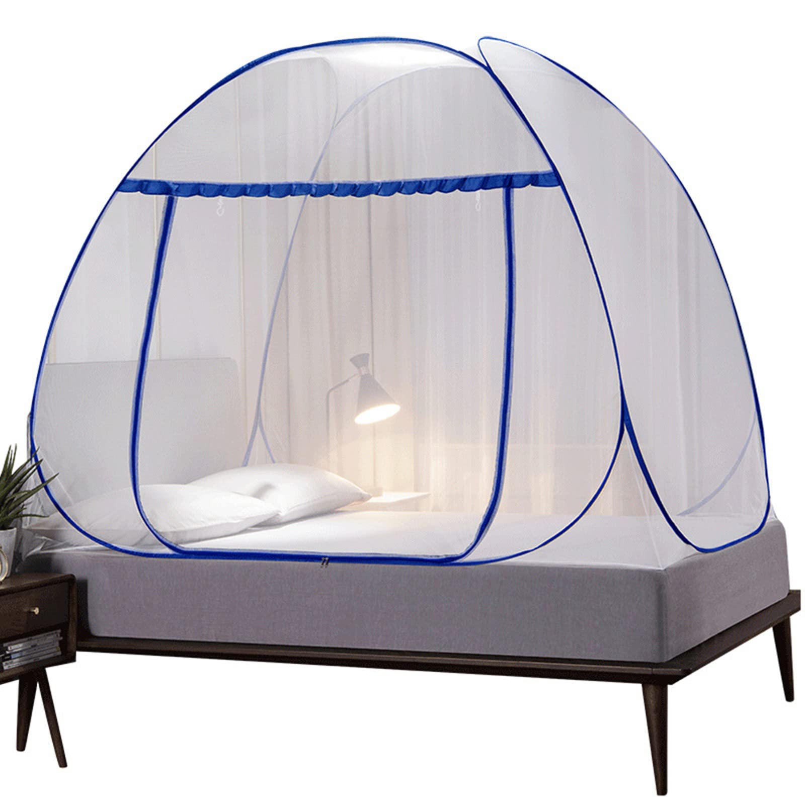 Moskitonetz für Bett, großes Moskitonetz, Zelt, Baldachin für Betten, faltbares, tragbares Design, Reise-Pop-Up-Moskitonetz für Bett, L 203 x B 183 x H 152 cm, Queen-Size-Moskitonetz