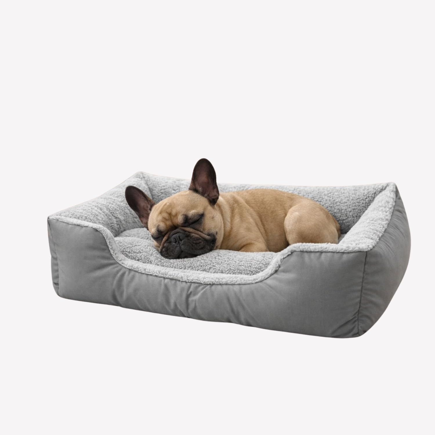 Dazzle Collection Dog Bed 100% Polyester Fleece Lined Fibre Filled Dog Sofa Bed basket for Head, Neck & Spine Support, Super Soft Rectangle Pet Bed Non-Slip Bottom (Grey, 105x80x18cm)