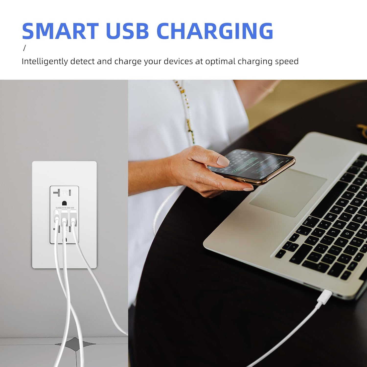 2pcs 20 Amp 6.0A USB C Wall Outlet Bundle with 10pcs 20A Duplex Receptacle Electrical Outlet