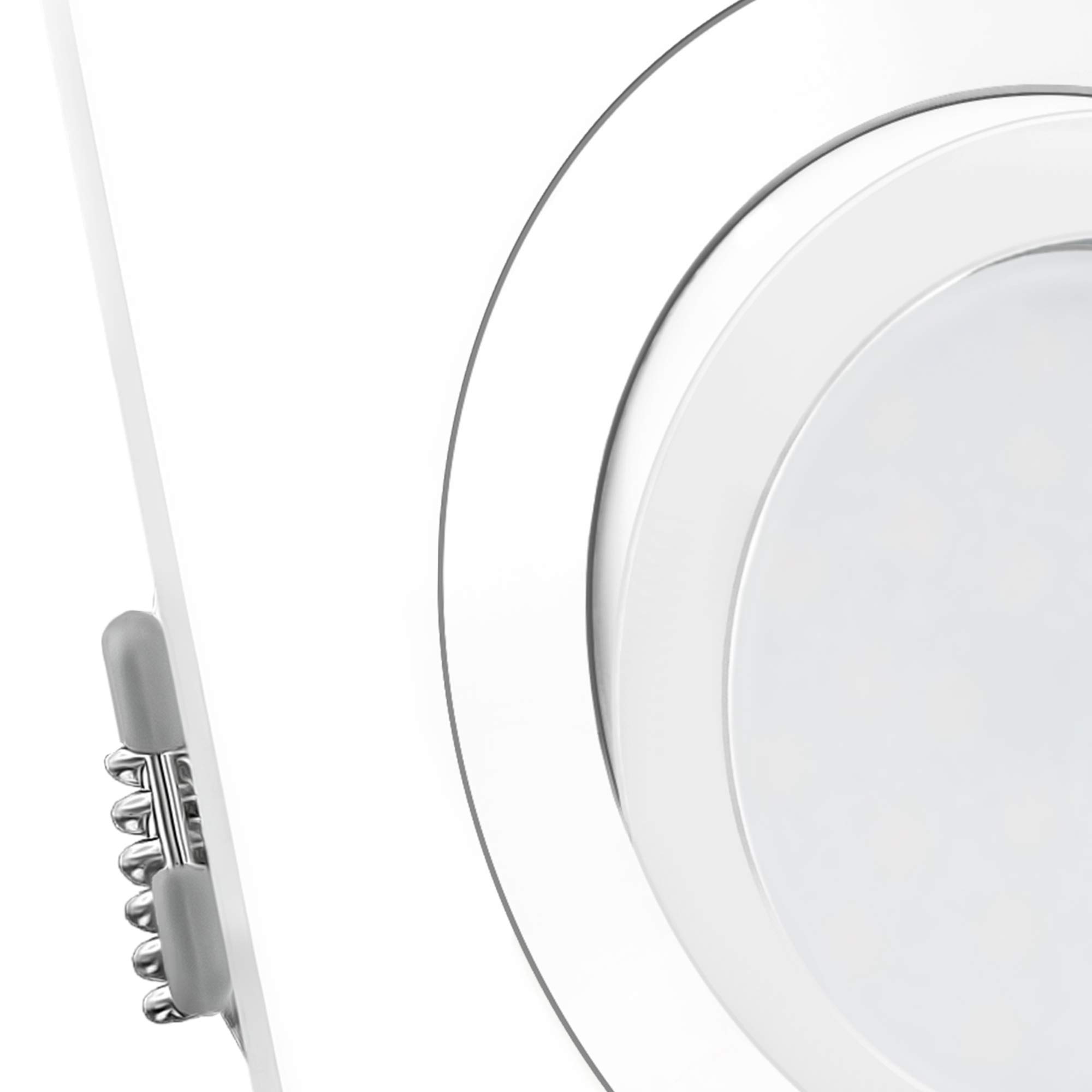 Juego de 6 focos LED empotrables QF-2 en forma cuadrada y orientable, incluye LED Milky GU10, 5 W, 230 V, blanco cálido, foco empotrable mate blanco