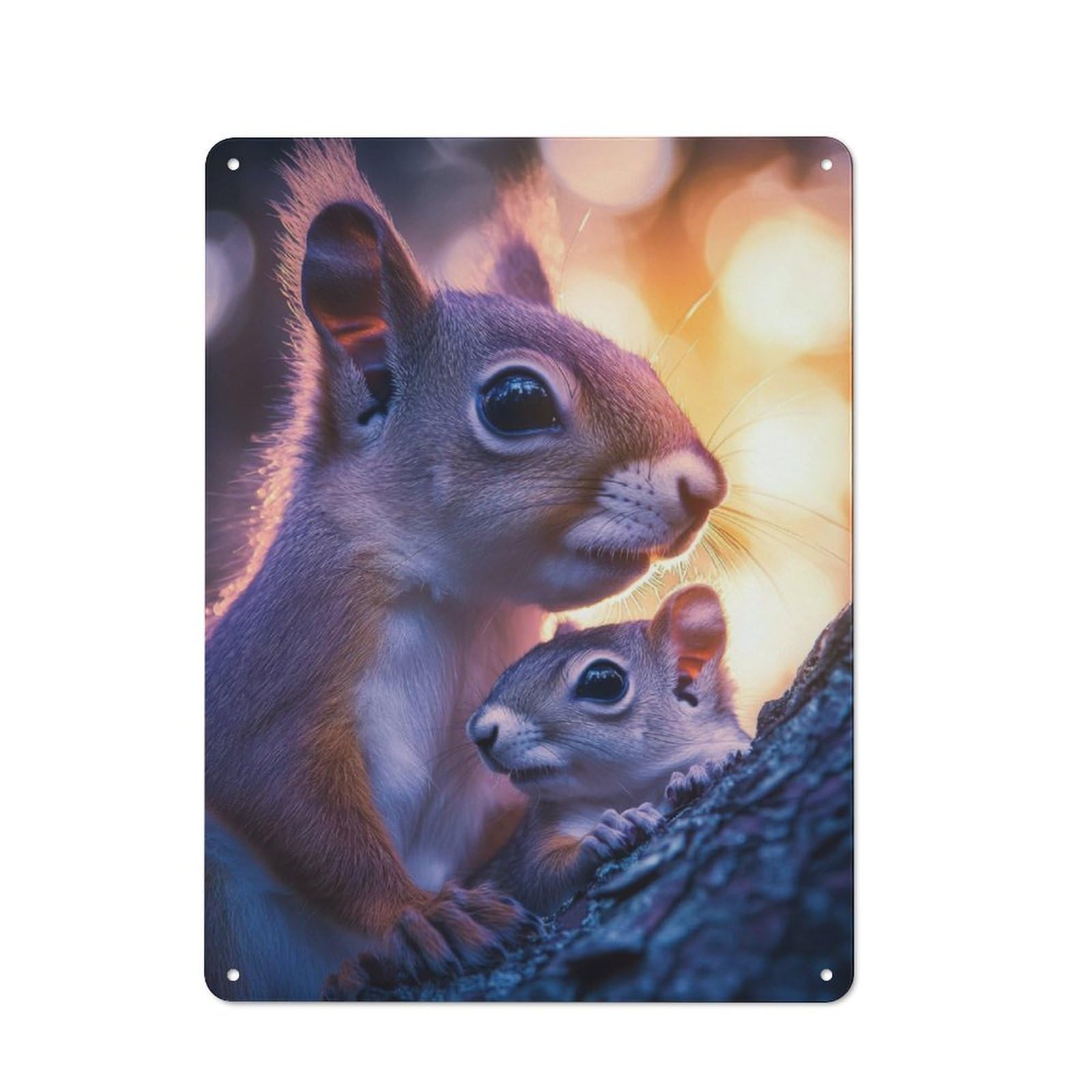 Junmoney Squirrel Family Portrait Retro Metal Sign 40X30cm For Bar Or Restaurant, For Kitchen And Home Bar Decor, For Home Office And Studio Walls