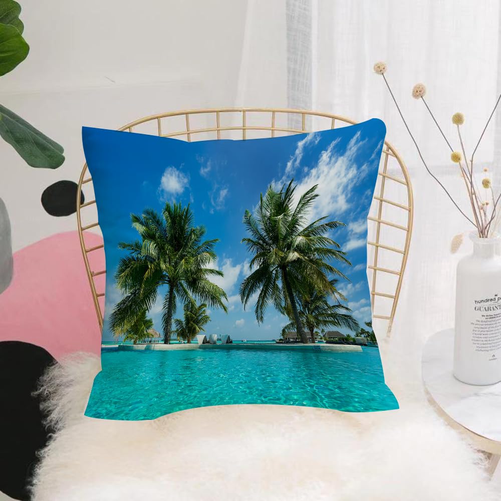 Hyosxw Resort Style Image Of Island Pool, Tropical - A6 Cushion Cover,Throw Pillow Case Home Decorative For Living Room Bedroom Sofa Chair 18X18 Inch,Resort Style Image Of Island Pool, Tropical Seaside,Pillowcase 45X45cm