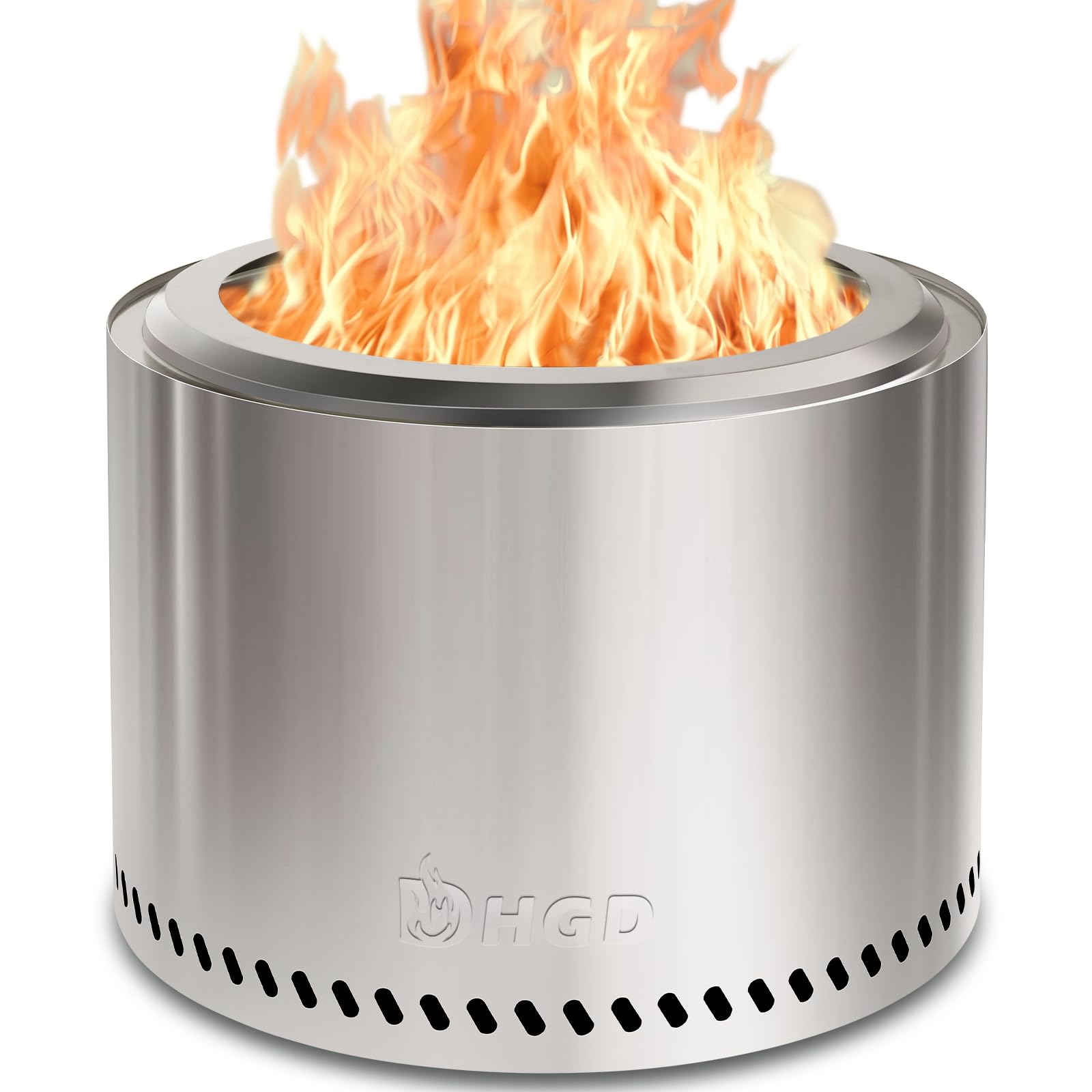 HGD 20 Inch Smokeless Patio Fire Pit, Outdoor Wood Burning Stove, Stainless Steel Firepit for Backyard, Patio, Garden, Picnic