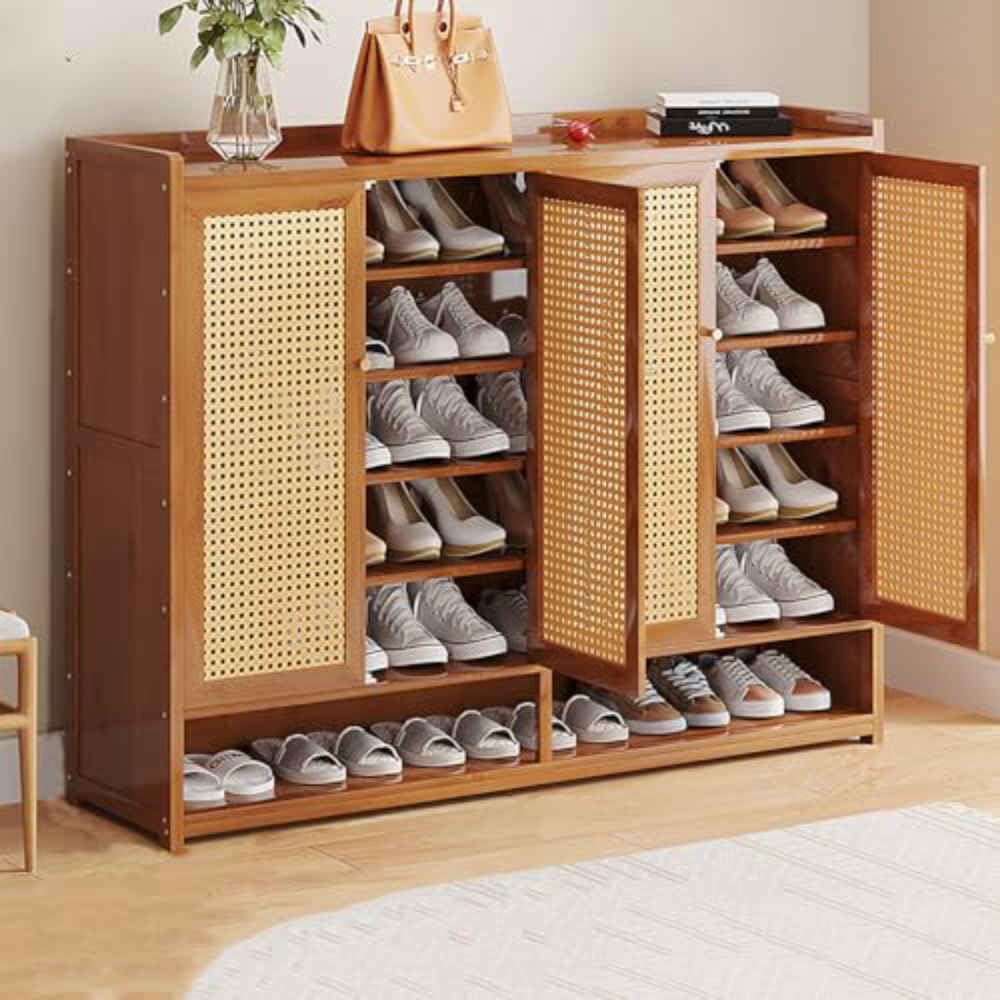 UYSELA Scarpiera in Bambù, Scarpiera Armadio Porta Scarpe a 7 Livelli in Legno, Moderna, con 2 Ante, per Ingresso, Soggiorno, Corridoio