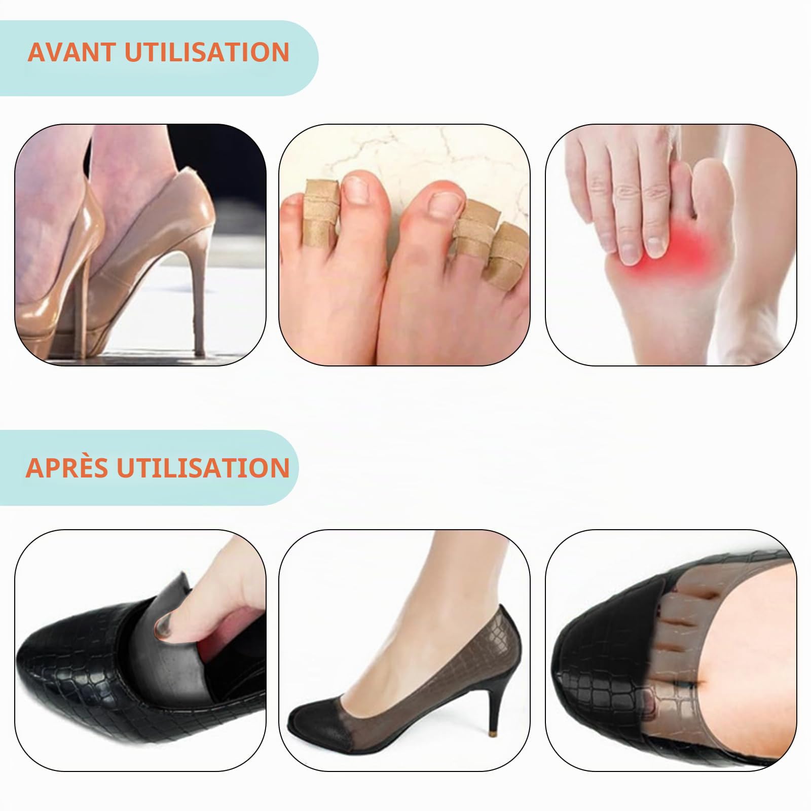 UamGlsob 3 Paires Inserts de Remplissage D'orteils Respirants et Doux pour Chaussures Lâches et Talons Hauts, Rembourrage de l'avant-pied, Réducteur de Taille de Chaussures (Black)