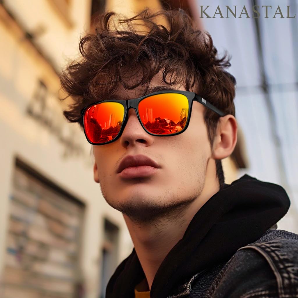 KANASTAL Occhiali da Sole Polarizzati da Uomo Donna UV400 con Molla Quadrati Classici Vintage Sunglasses per Guida Pesca Shopping Spiaggia Viaggo